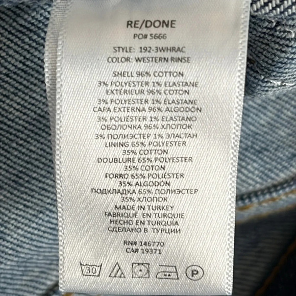 Re/Done 90's High Rise Ankle Crop Jeans in Western Rinse - Size 24 - Picture 9 of 10